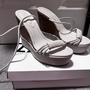 SCHUTZ Cream Wedge Sandals